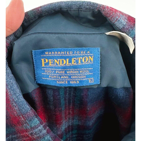 VTG Men Pendelton Virgin Wool Plaid Button Up Shirt Flannel Large Made in USA - Picture 6 of 9